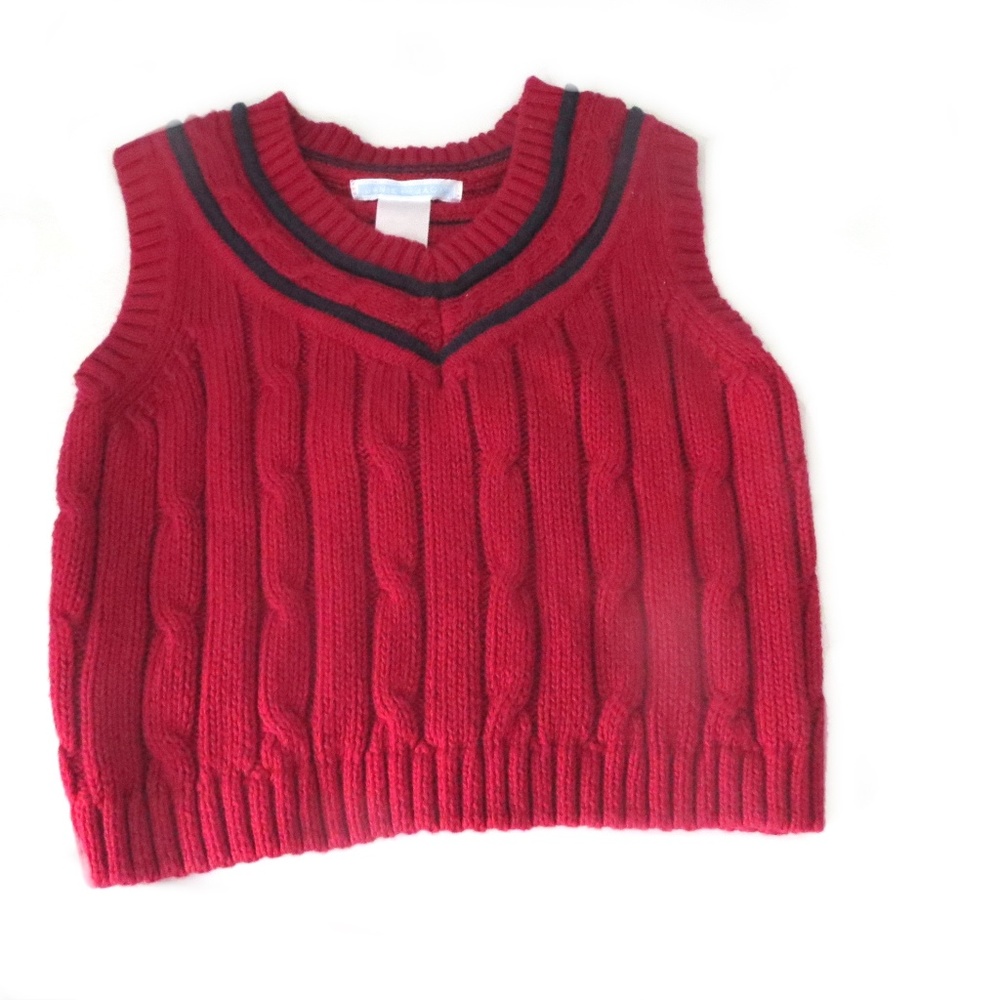 Boys Janie and Jack Red Cable Vest 6-12 m